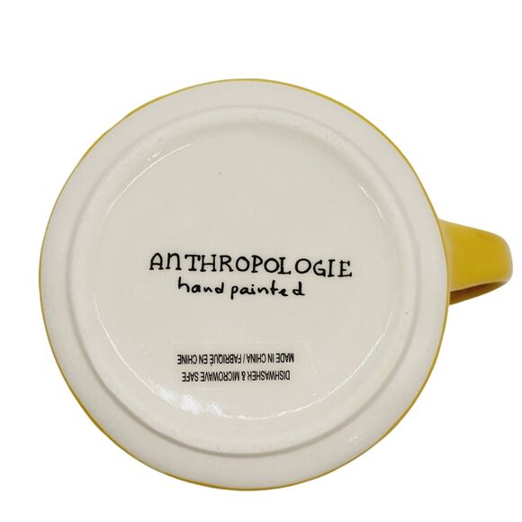 Anthropologie Monogram Coffee Mug Yellow Letter K Initial Hand Painted Tea Cup - Picture 5 of 7